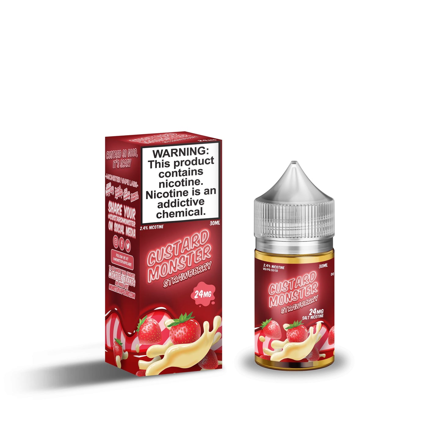 Custard Monster Salt - Strawberry - Vapoureyes NZ